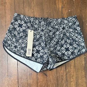 Ksubi Black and White Floral Athletic Shorts